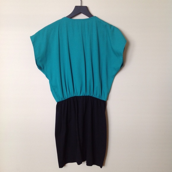 RETRO Green & Black Micro Mini Dress SZ M - Picture 4 of 7
